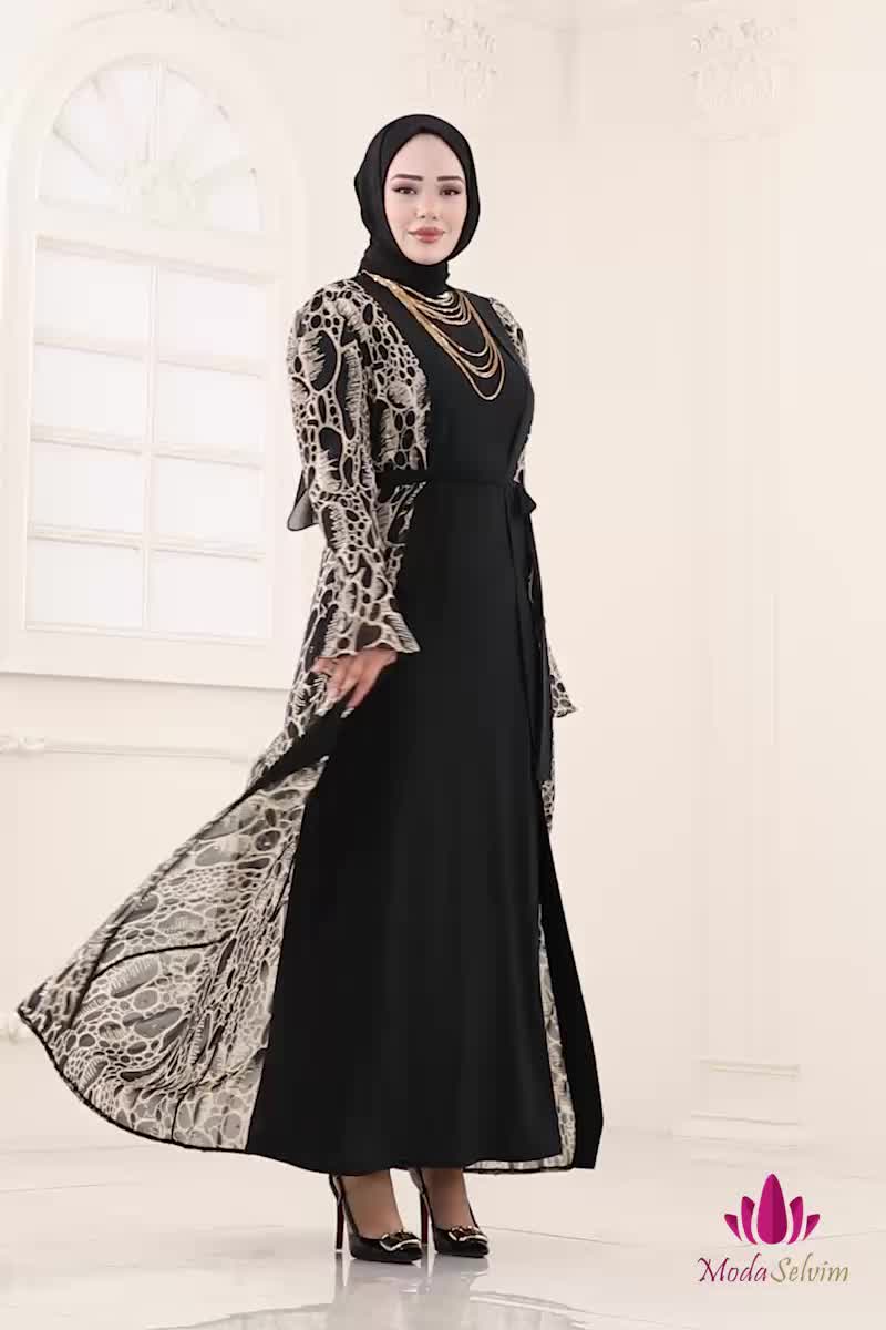 moda selvim طقم نمط 2 بيج واسود 2821ELC1143 - Thumbnail