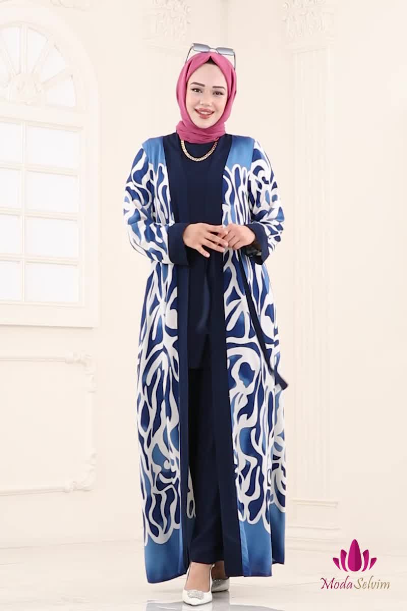 moda selvim Combined 0345BG354 Pattern 1 Indigo - Thumbnail