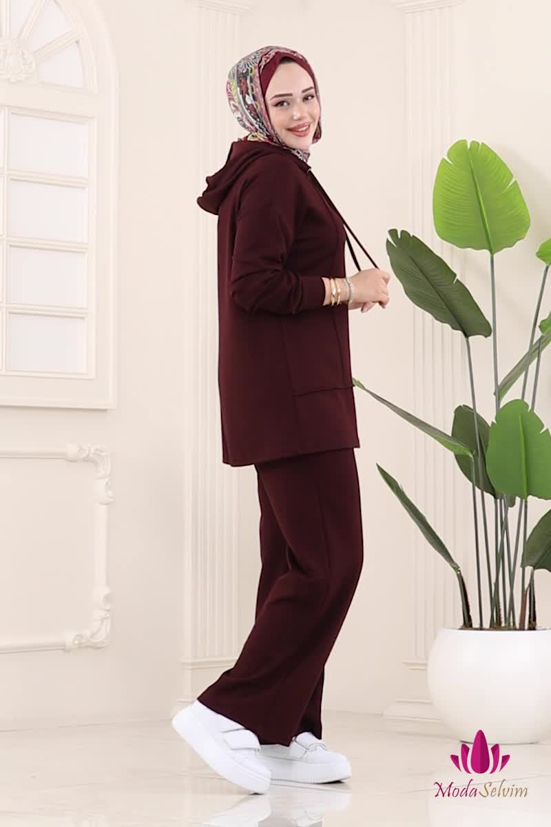 moda selvim طقم خمري 2730SL432 - Thumbnail