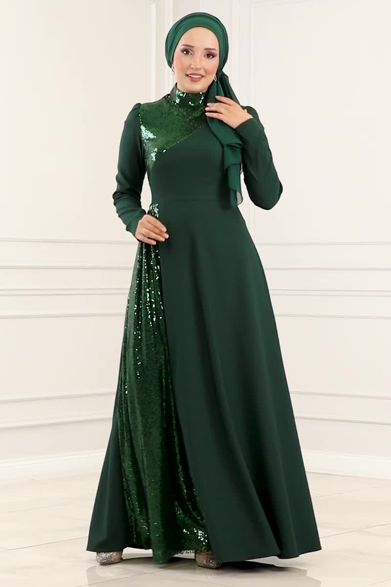 moda selvim Dress ASM2719 Emerald - Thumbnail