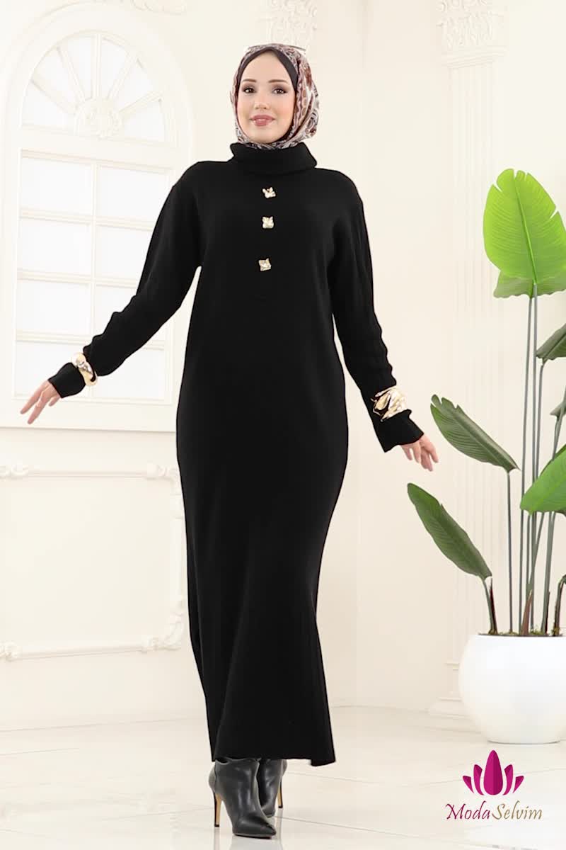 moda selvim Dress 8362KL398 Black - Thumbnail