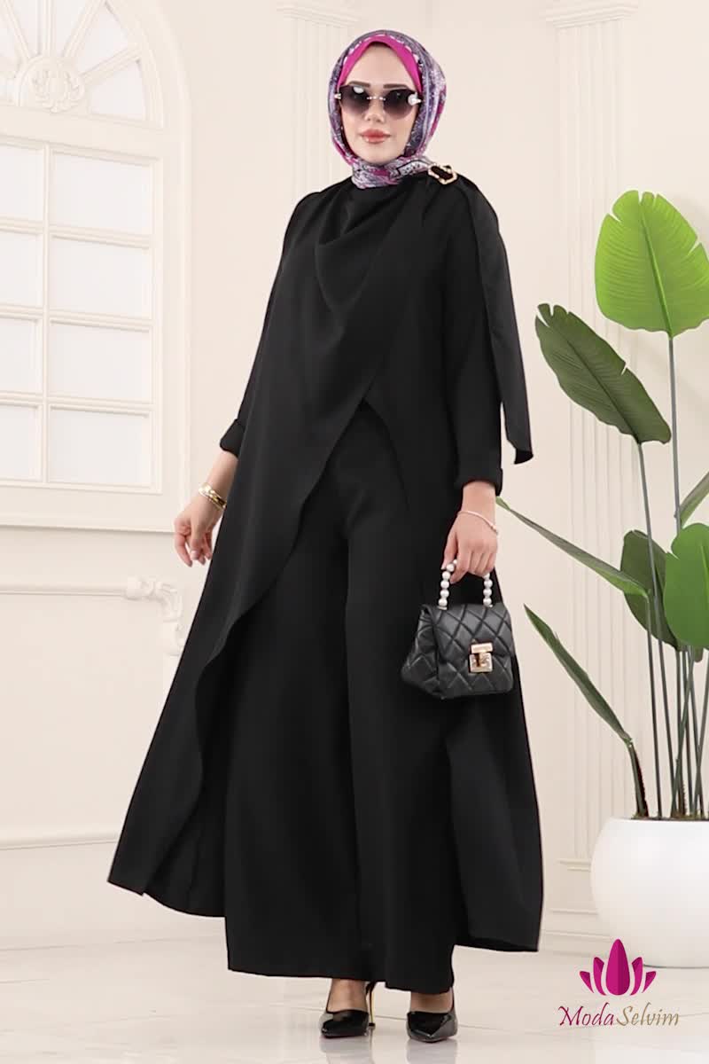 moda selvim طقم أسود 2005FON792 - Thumbnail