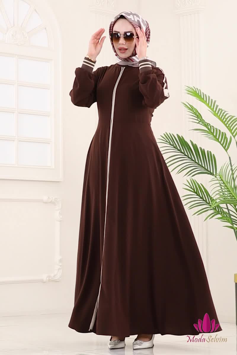 moda selvim Abaya 2793SL432 Bitter Brown - Thumbnail