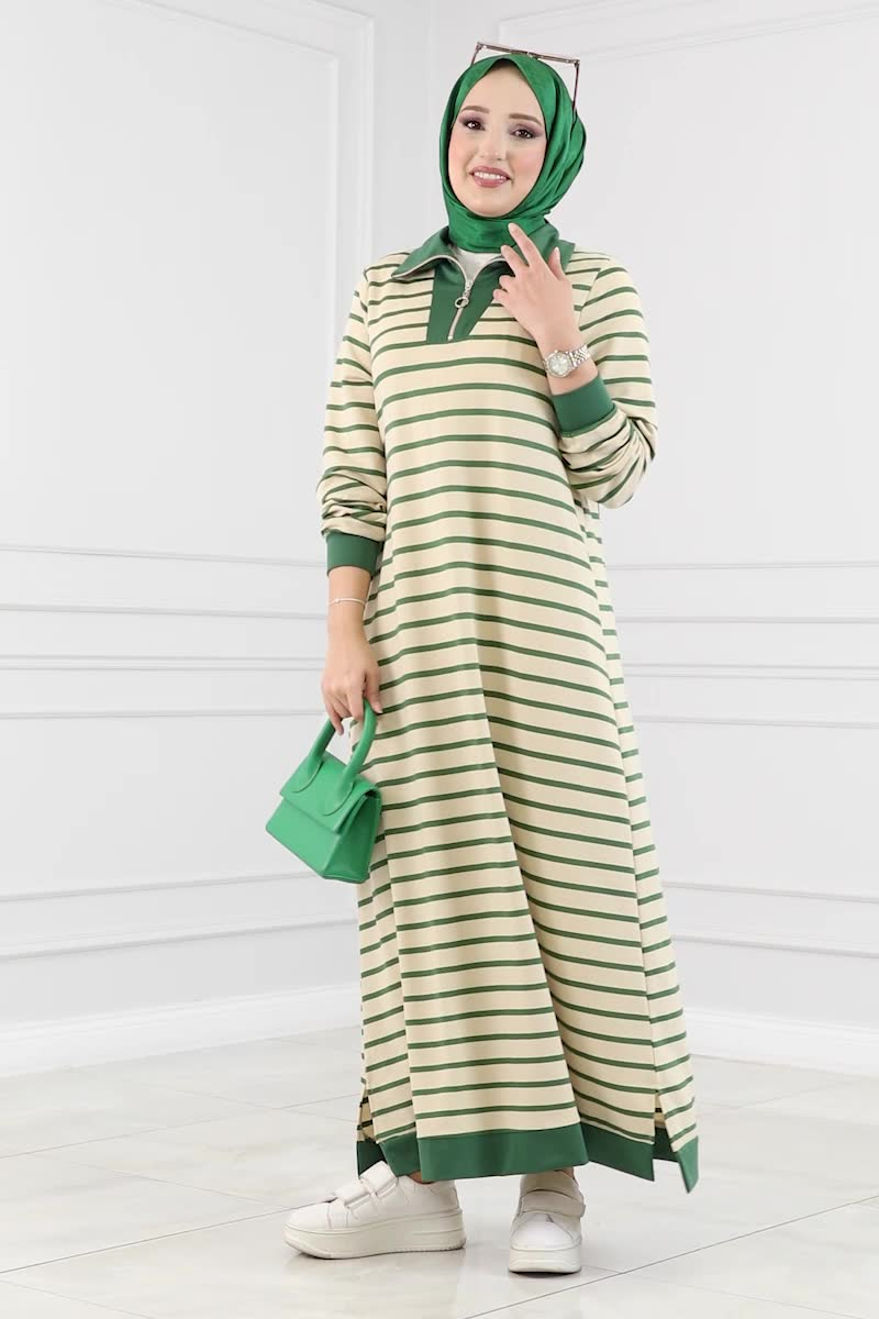 moda selvim Dress 198DVL817 Green - Thumbnail
