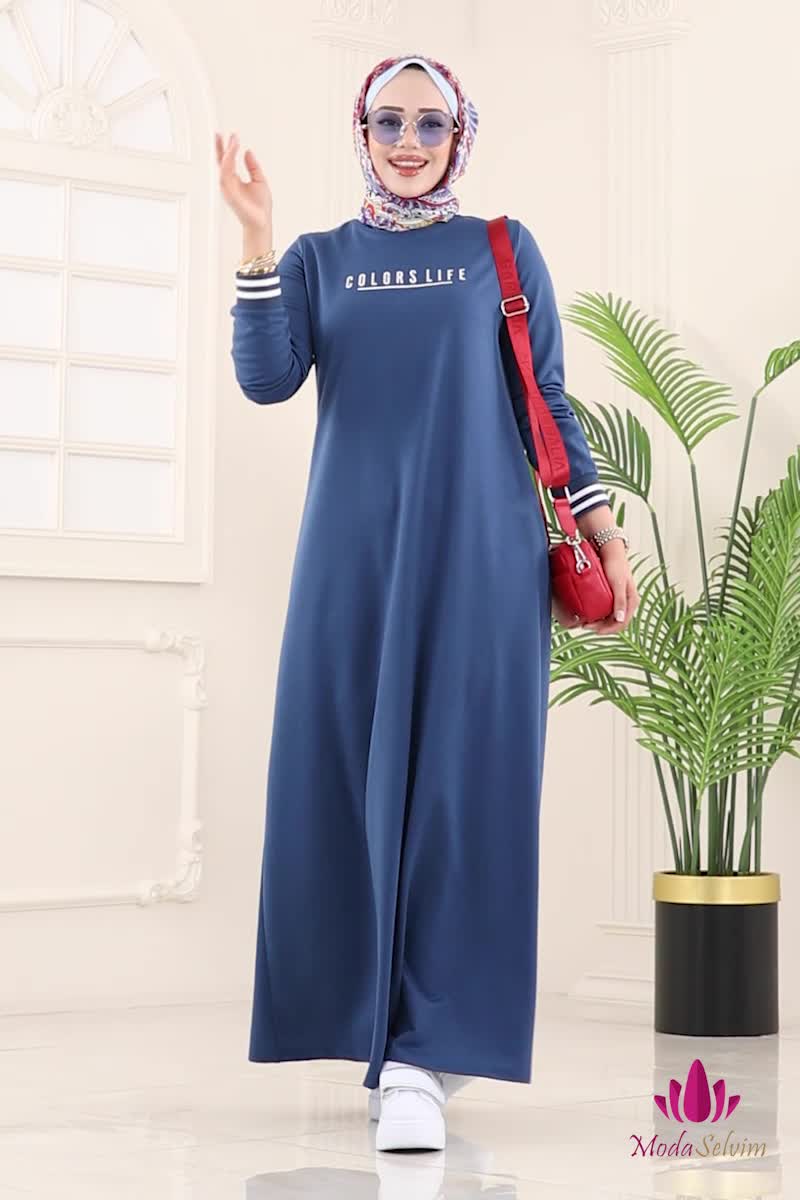 moda selvim الفستان ازرق 4108PM271 - Thumbnail