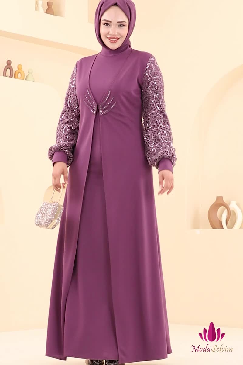 moda selvim Evening Dress ASM2811 Rose Dried - Thumbnail