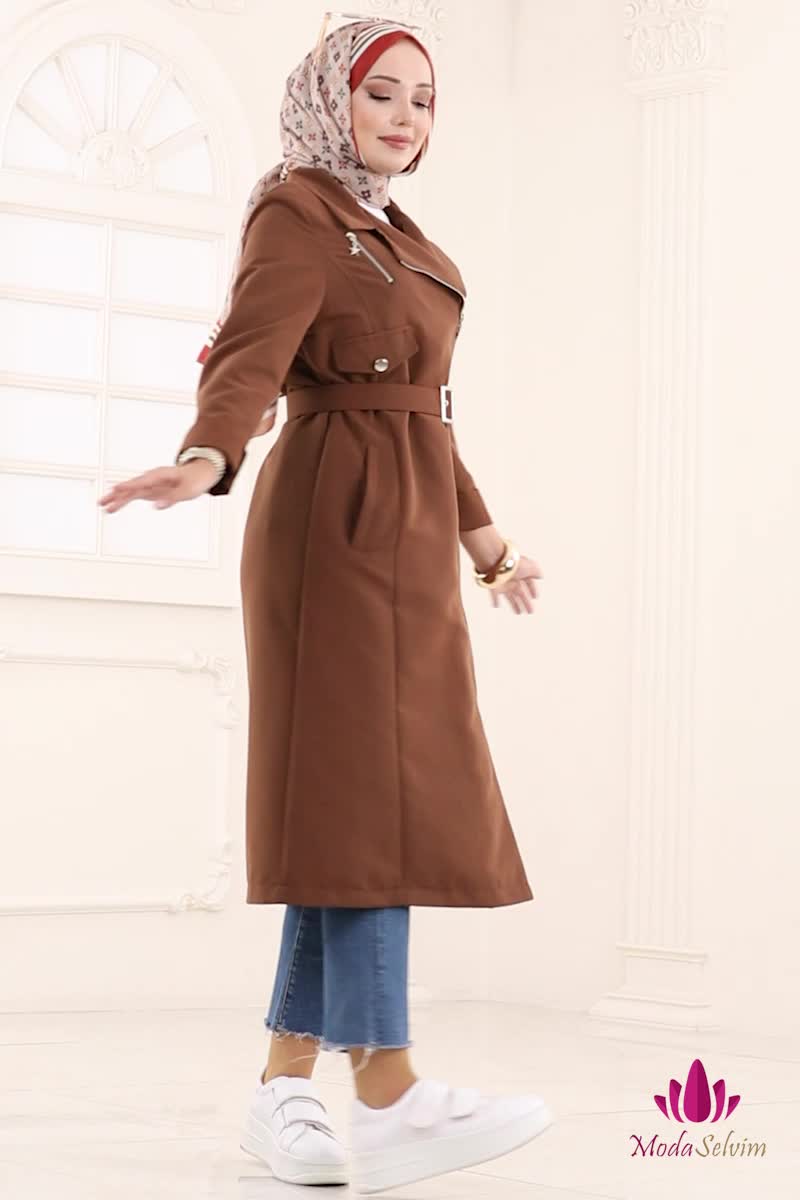 moda selvim ترانشكوت بني 2718SL432 - Thumbnail