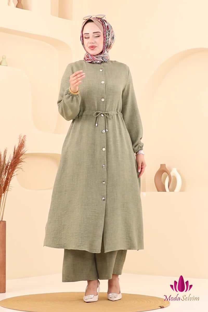 moda selvim طقم أخضر عشبي PL9154 - Thumbnail