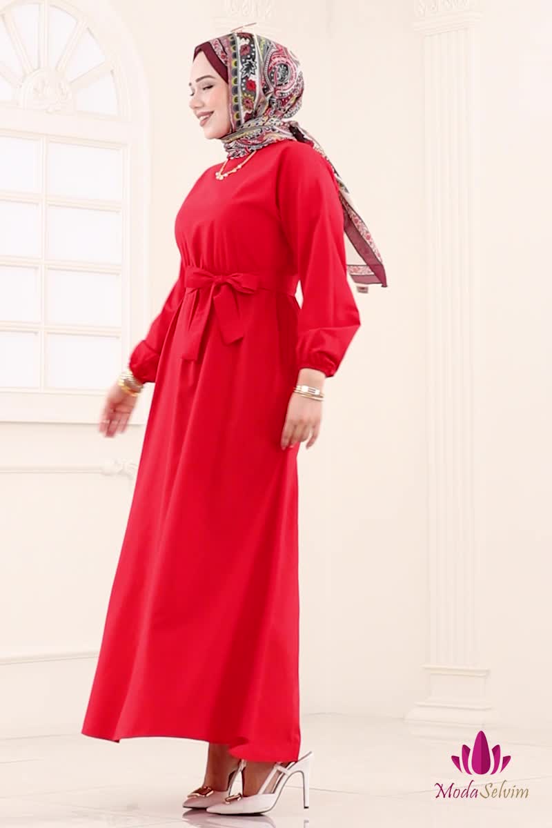 moda selvim Dress 4116PM271 Red - Thumbnail
