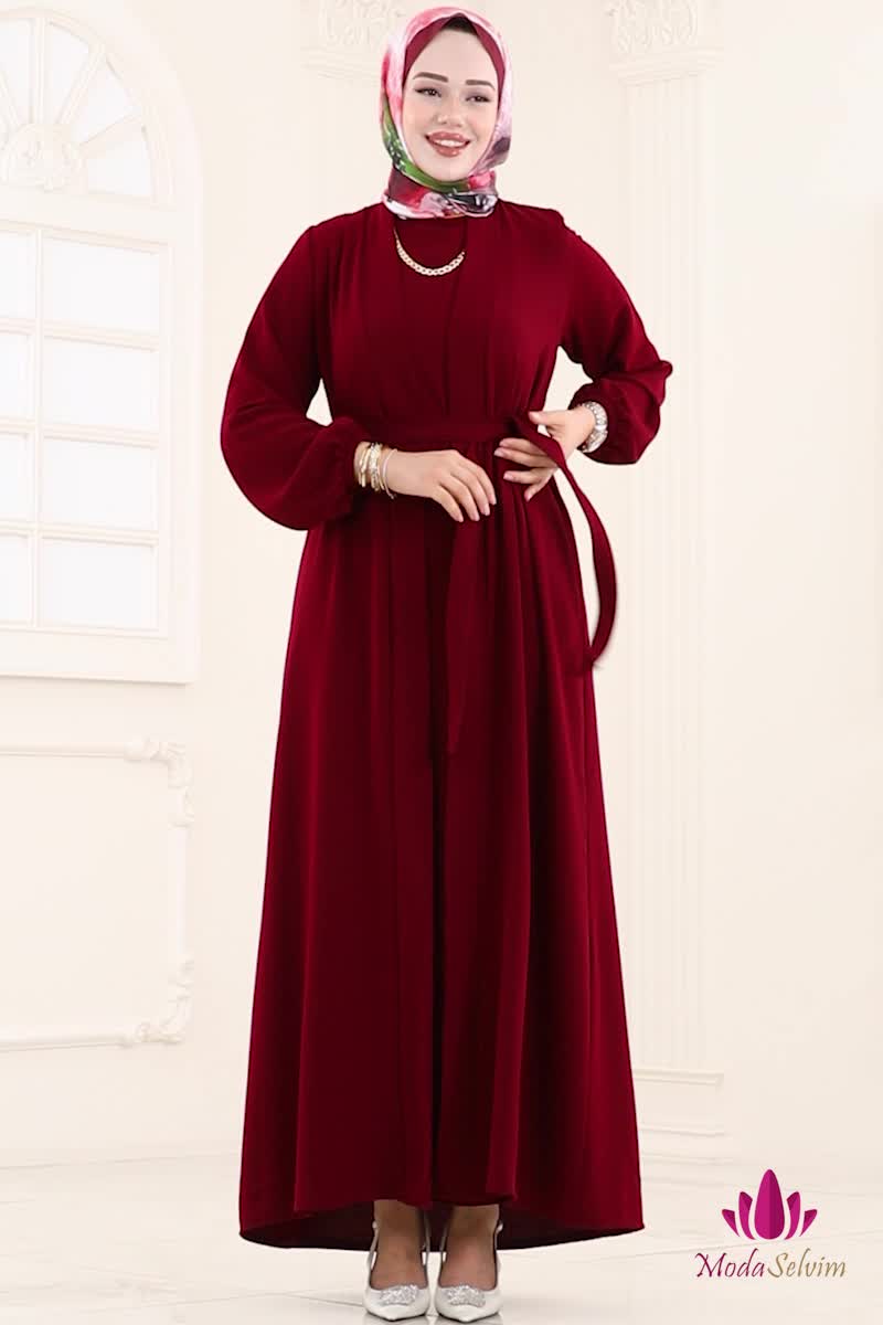 moda selvim طقم خمري 0347BG354 - Thumbnail