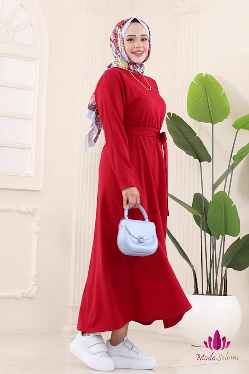 moda selvim Dress PL2828 Red - Thumbnail