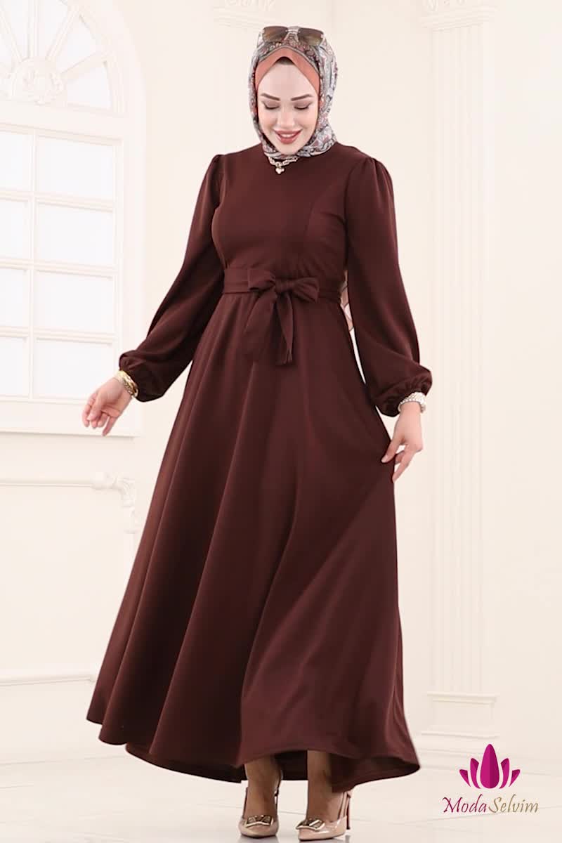 moda selvim Dress 25029UKB139 Brown - Thumbnail
