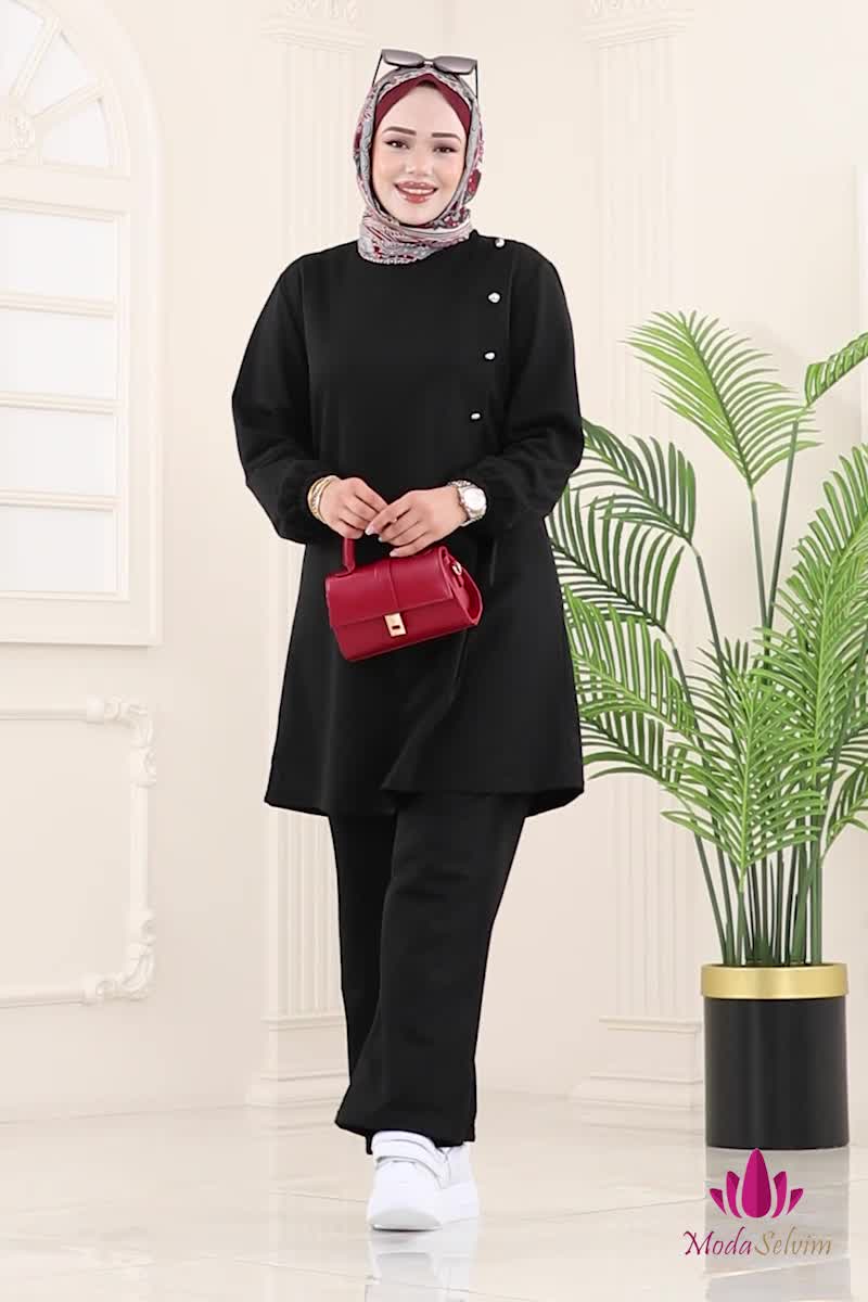 moda selvim طقم أسود PL9166 - Thumbnail