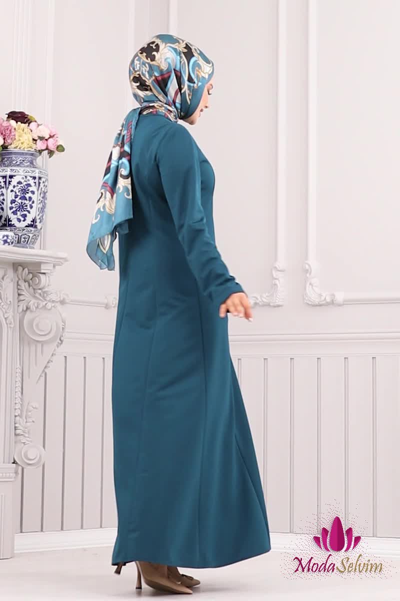 moda selvim Abaya 2574SL432 Petroleum - Thumbnail