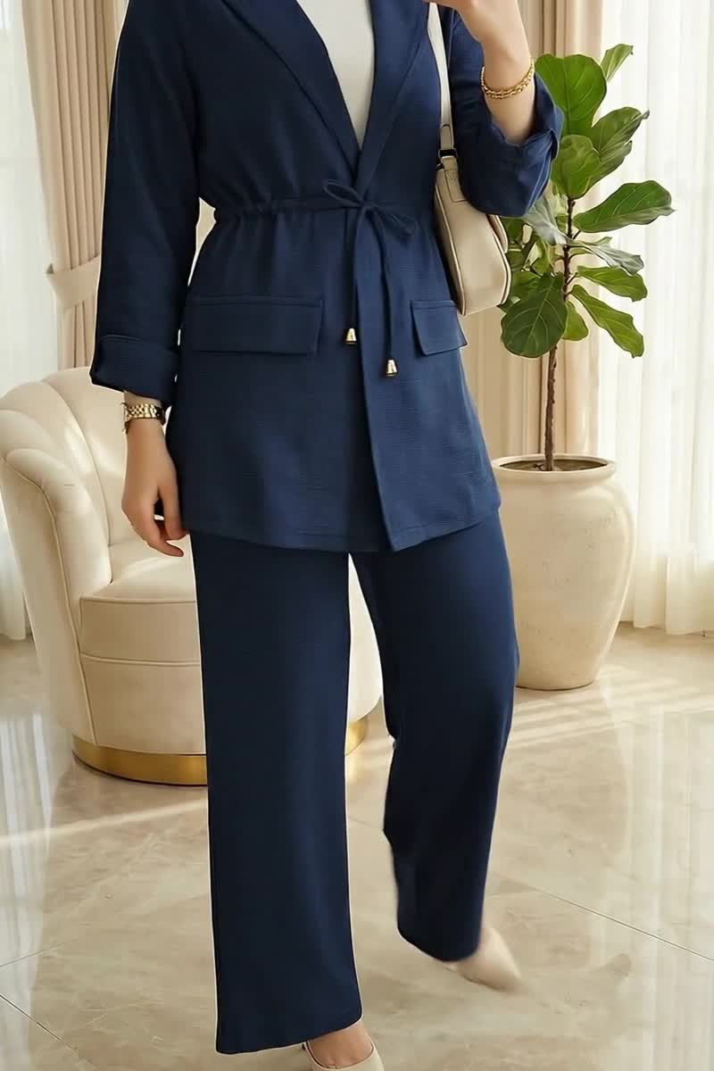 moda selvim Apolet Detaylı Sofia Takım 5520MP806 Laci - Thumbnail