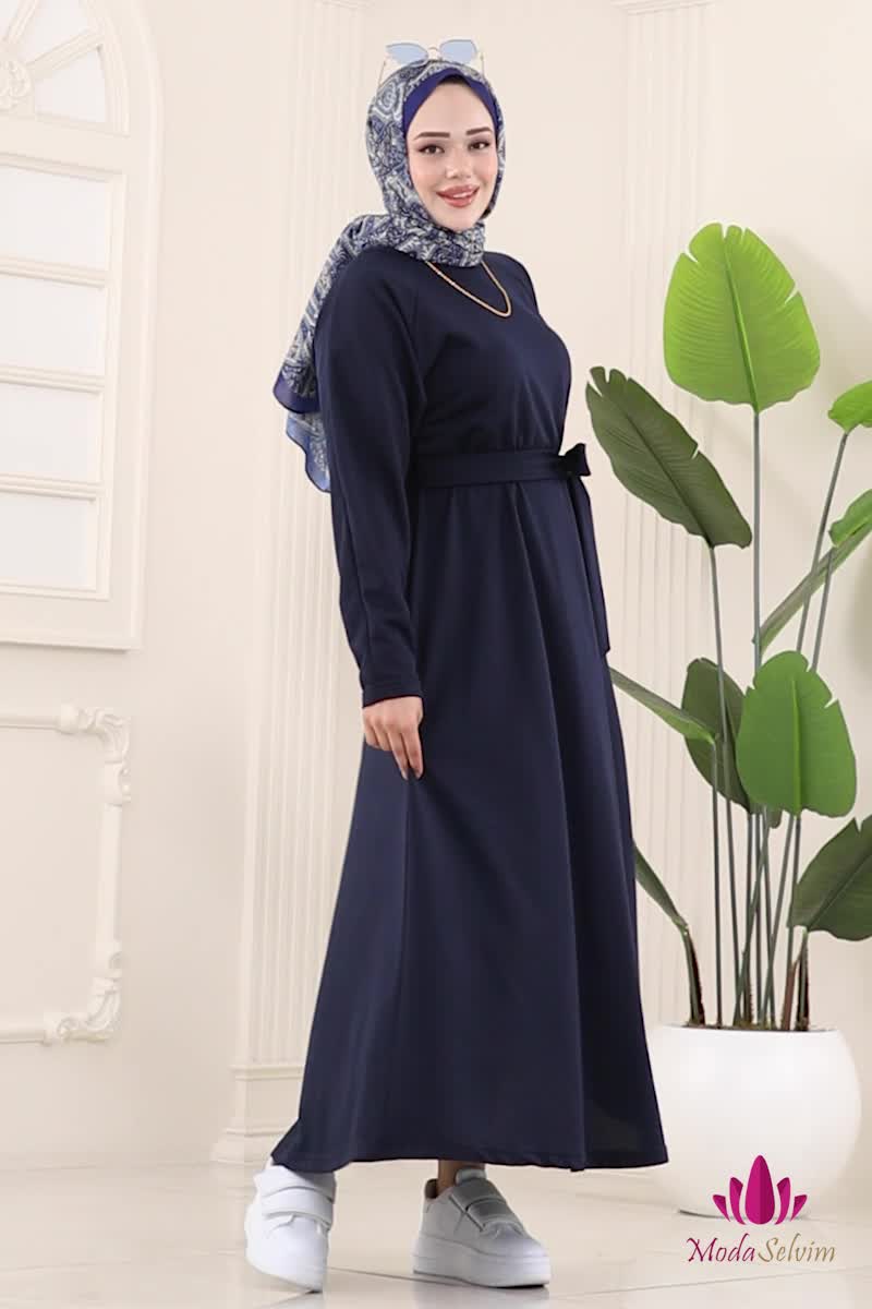 moda selvim Dress PL2828 Navy Blue - Thumbnail