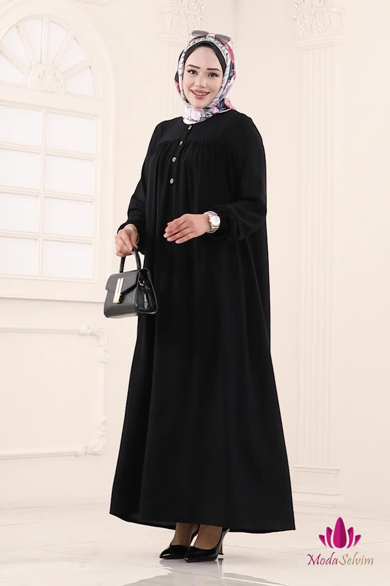 moda selvim الفستان أسود 7103ERK1158 - Thumbnail
