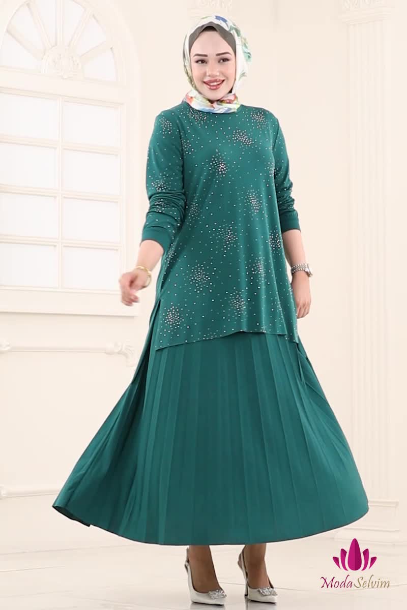 moda selvim طقم زيتي 6027UZ662 - Thumbnail