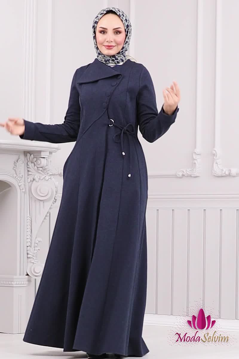 moda selvim Abaya 2533SL432 Navy Blue - Thumbnail