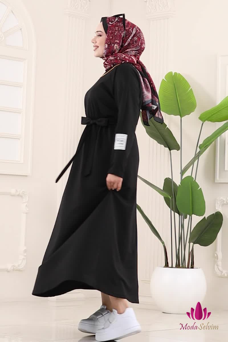 moda selvim الفستان أسود PL2828 - Thumbnail