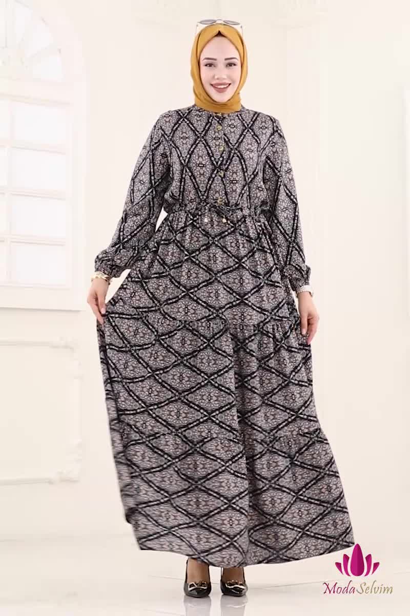 moda selvim الفستان أسود 7109ERK1158 - Thumbnail