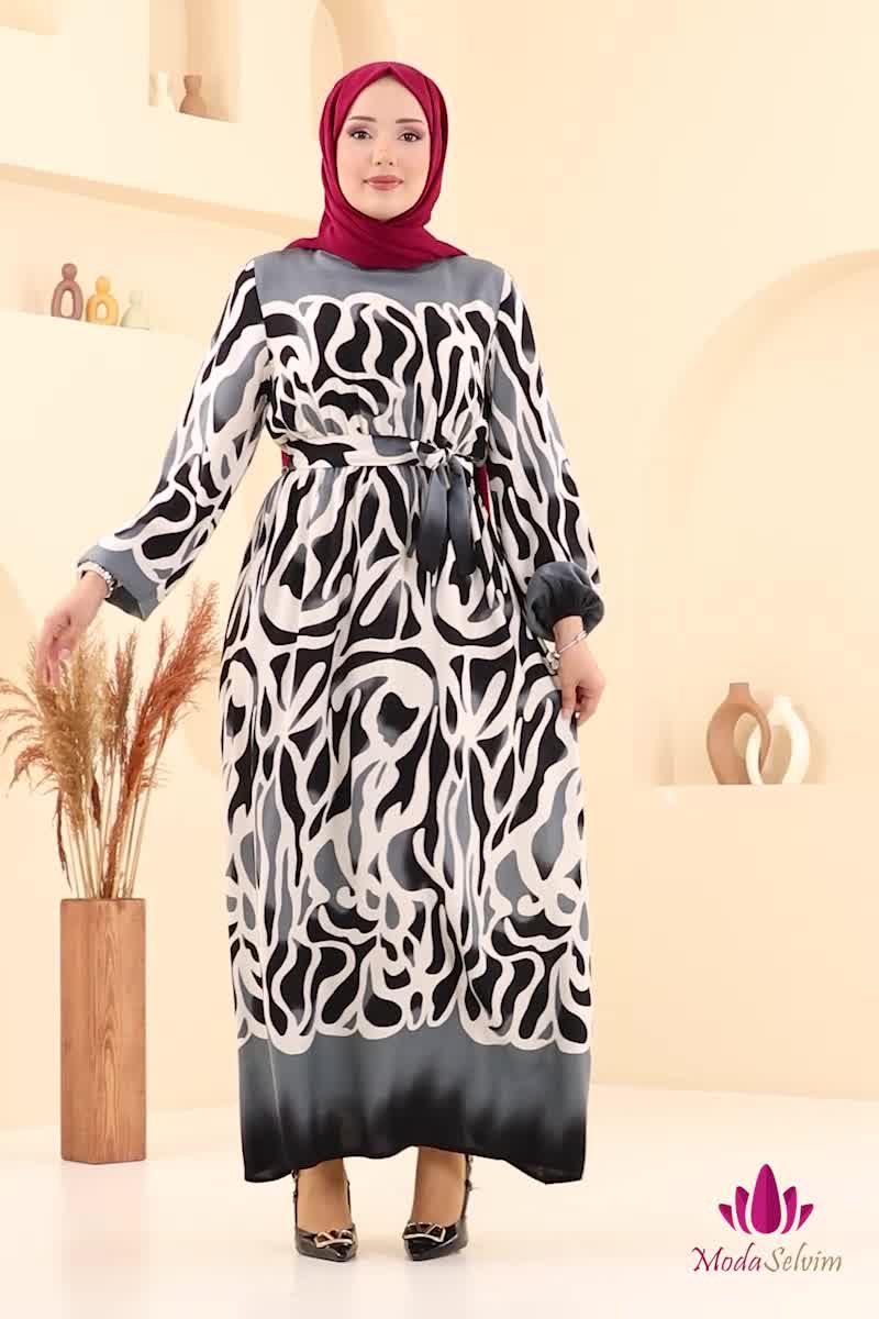moda selvim الفستان أسود 7127BG354 - Thumbnail
