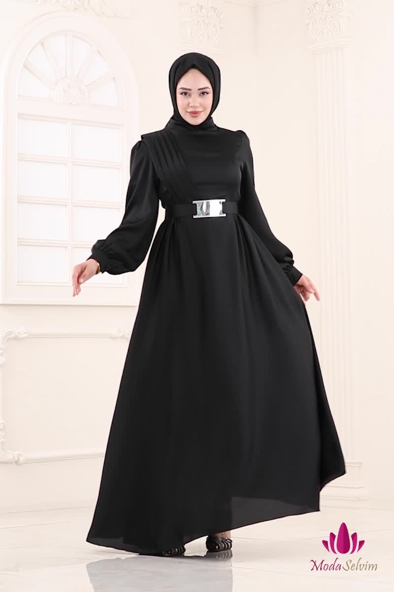 moda selvim فستان سهرة أسود 5695EDF311 - Thumbnail