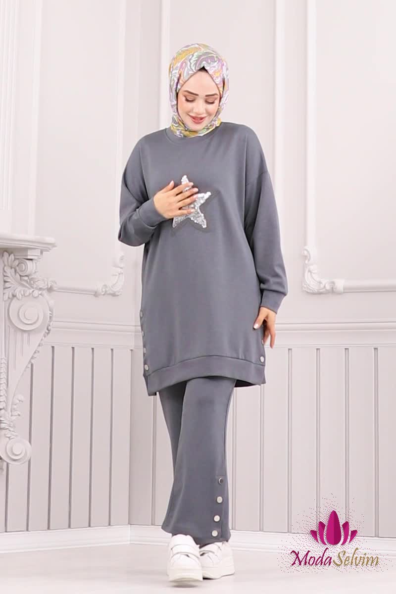 moda selvim Combined 15932NVN696 Gray - Thumbnail