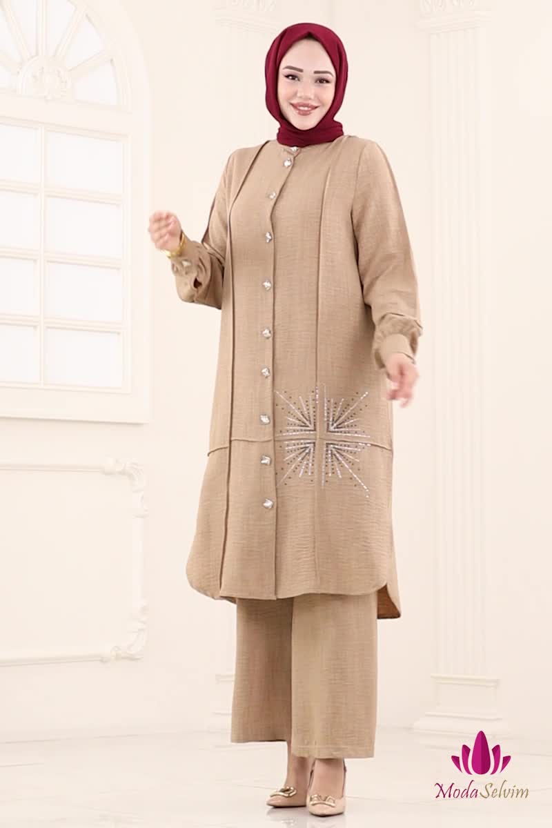 moda selvim طقم بيج 447DVL817 - Thumbnail