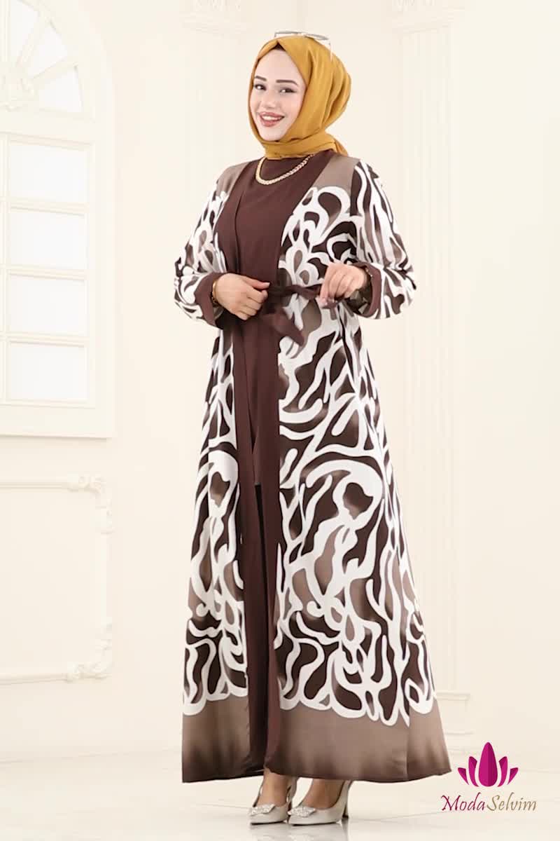 moda selvim طقم نمط 1 بني 0345BG354 - Thumbnail