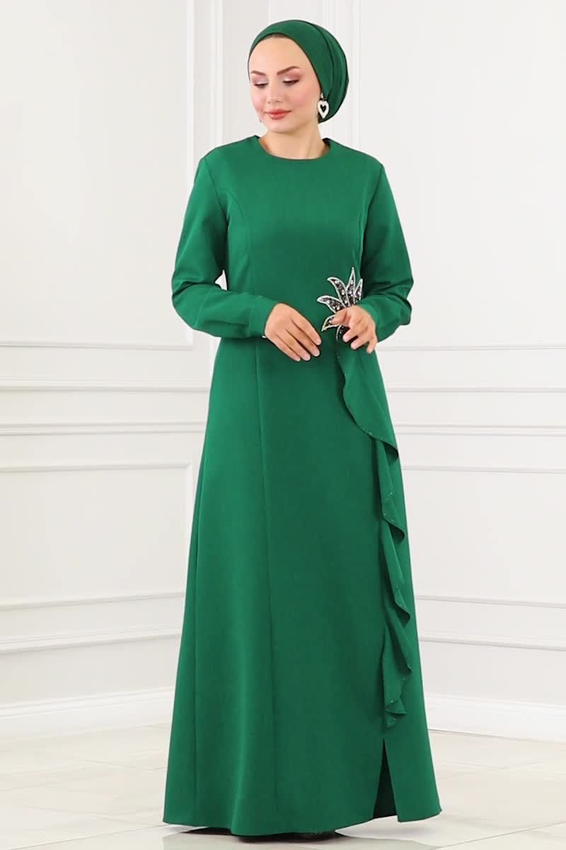 moda selvim EVENING DRESS 6882MDH809 Emerald - Thumbnail