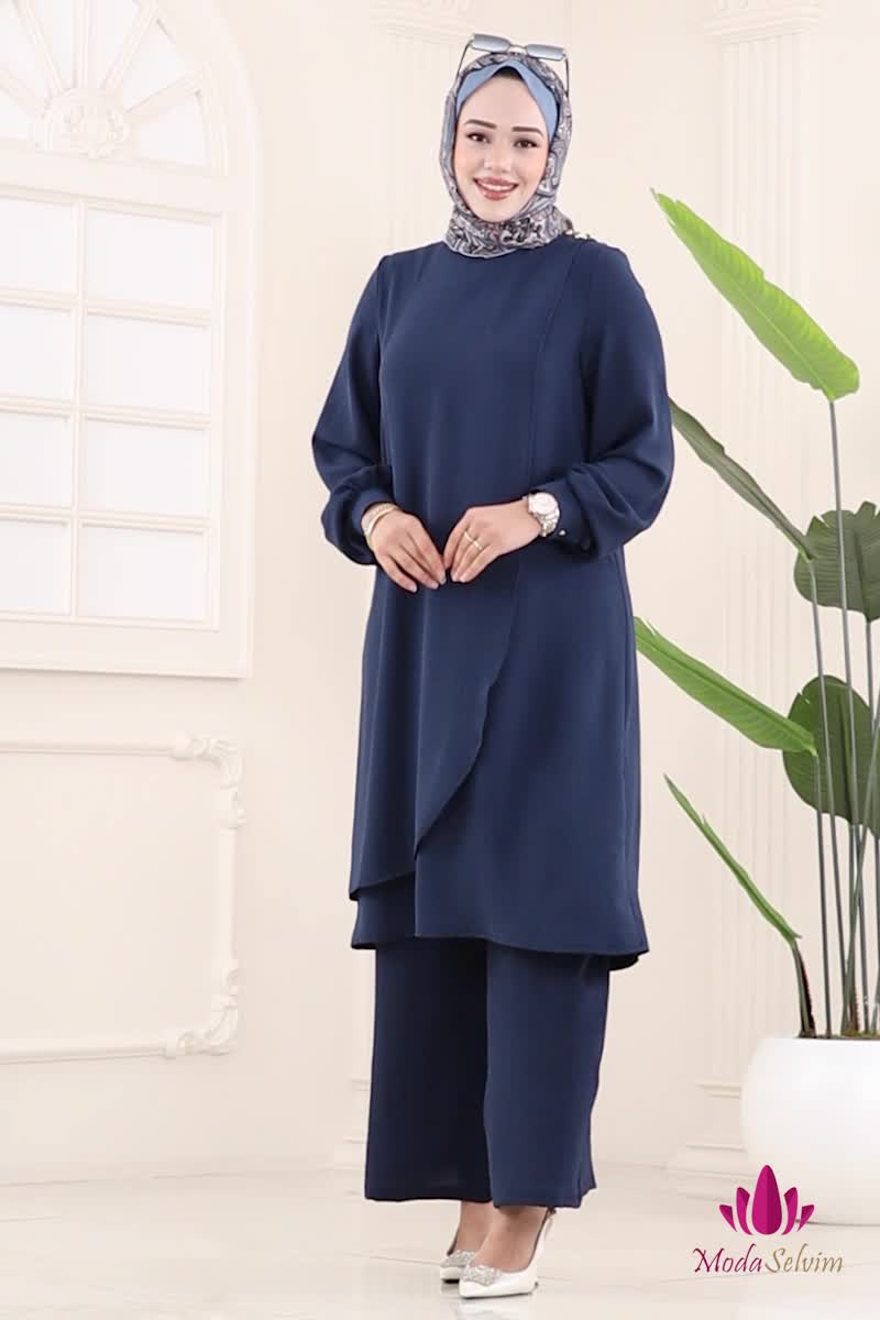 moda selvim طقم كحلي 448DVL817 - Thumbnail