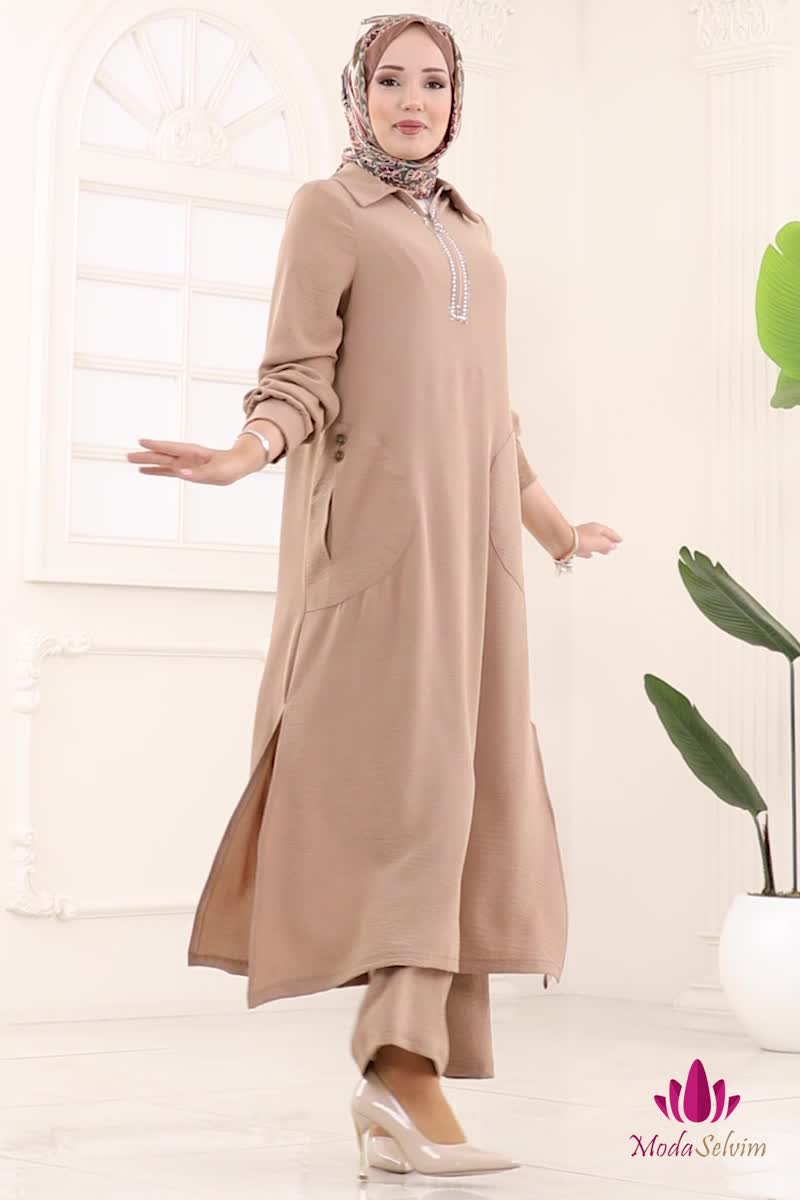 moda selvim طقم بيج 446DVL817 - Thumbnail