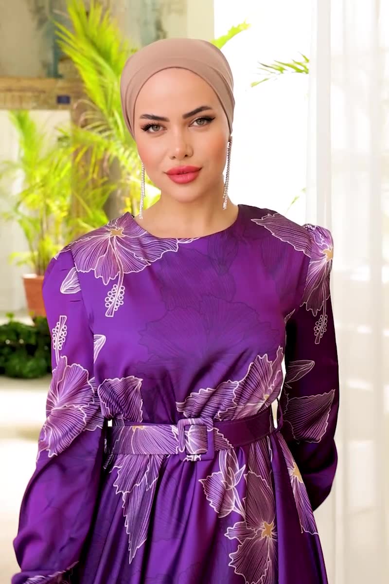 moda selvim Dress 4000D170 Purple - Thumbnail