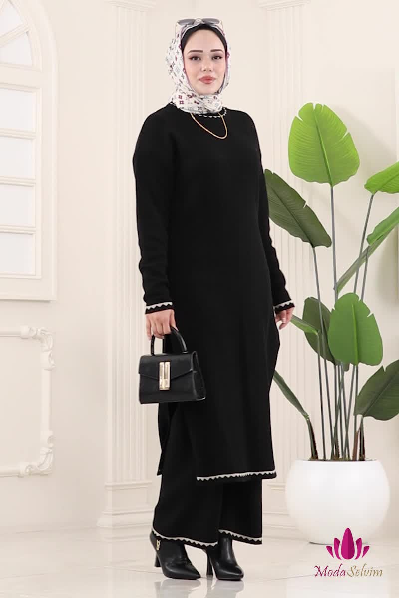 moda selvim طقم أسود 2713AYD574 - Thumbnail