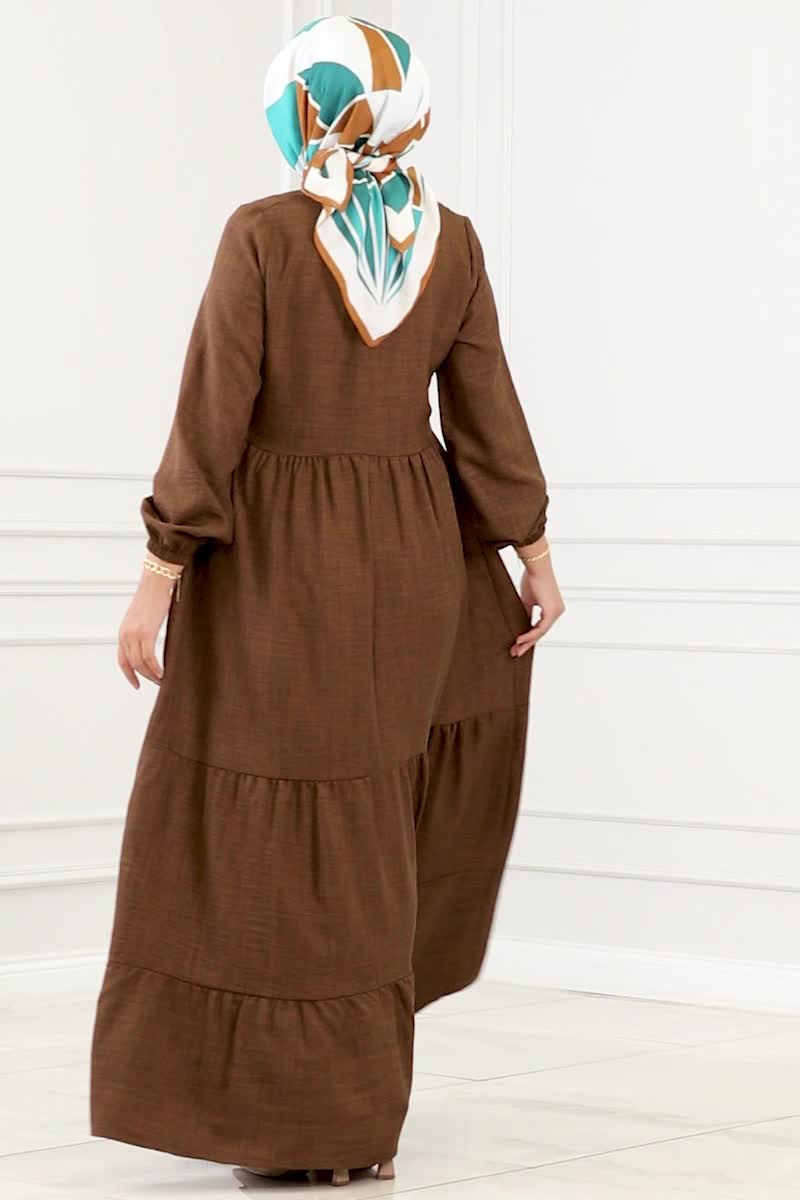 moda selvim Dress 256DVL817 Brown - Thumbnail