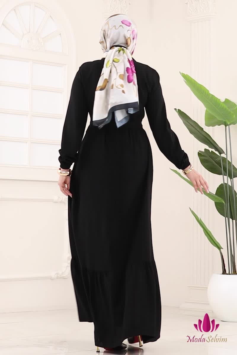 moda selvim الفستان أسود 5003ERK1158 - Thumbnail