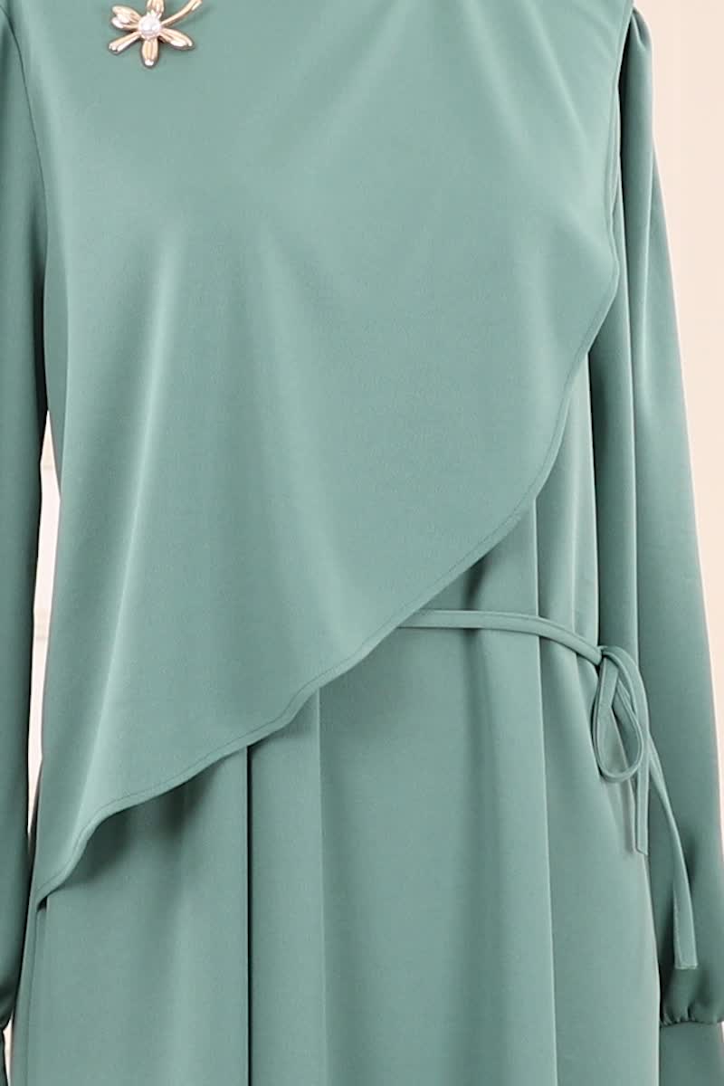 moda selvim Dress 0850LVA1173 Mint - Thumbnail