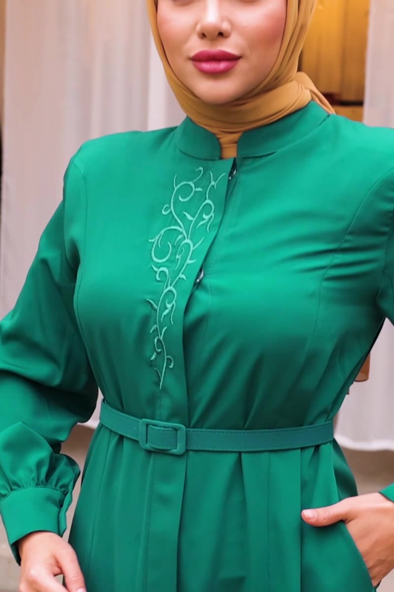 moda selvim Abaya 6056AH193 Emerald - Thumbnail