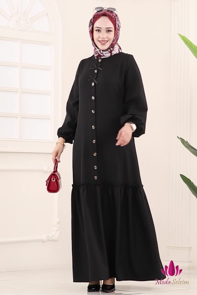 moda selvim الفستان أسود 4115PM271 - Thumbnail