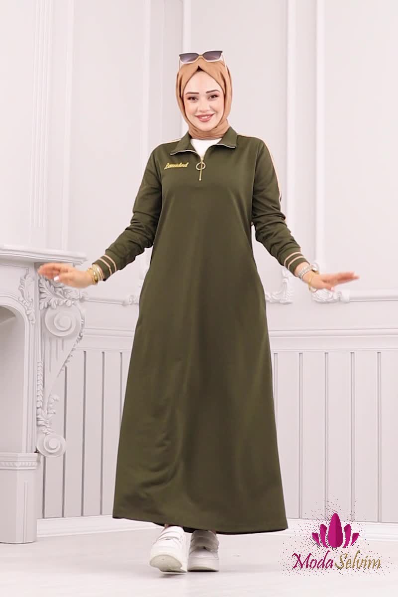 moda selvim Dress 2573SL432 Khaki - Thumbnail