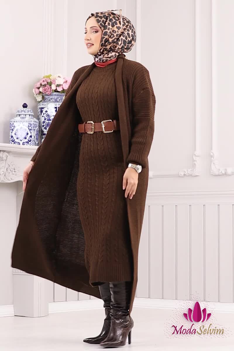 moda selvim طقم بني 300KLB1050 - Thumbnail