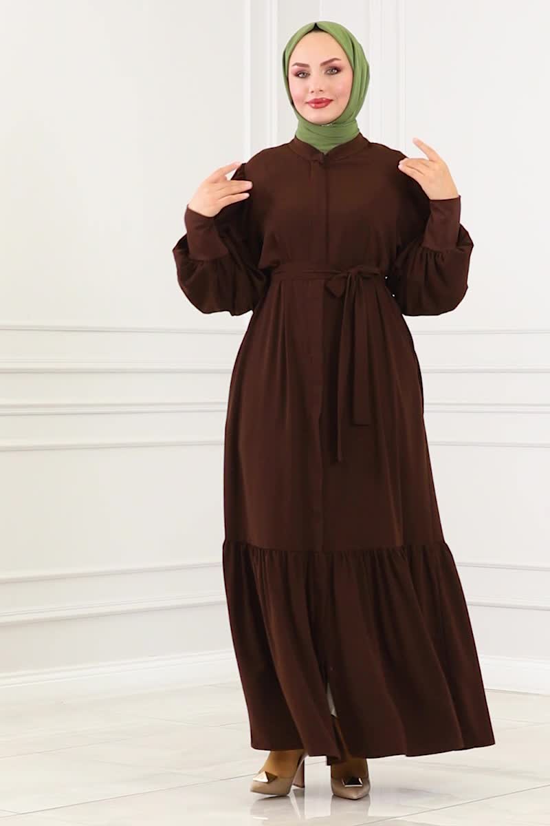 moda selvim Abaya 2518SL432 Brown - Thumbnail