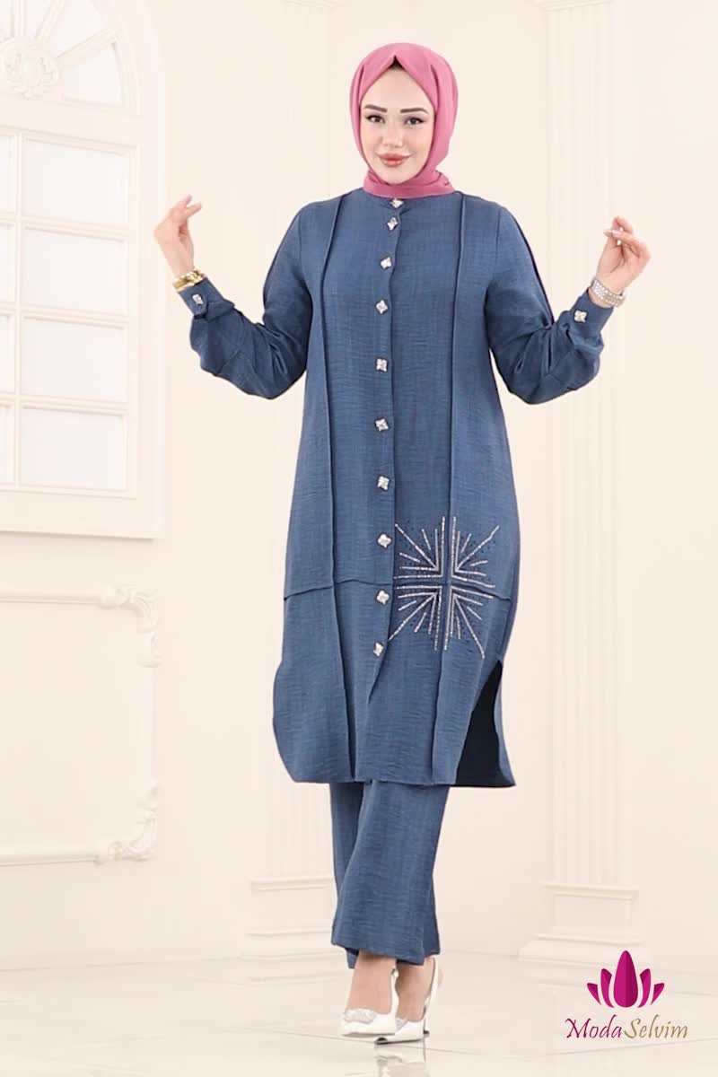 moda selvim طقم كحلي 447DVL817 - Thumbnail